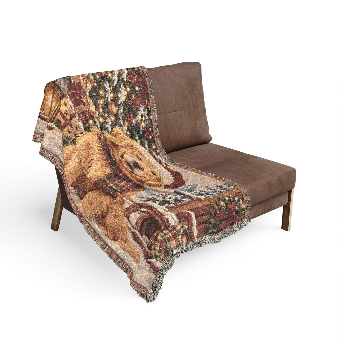 Christmas Golden Retriever Woven Blanket - Holiday Dog Throw