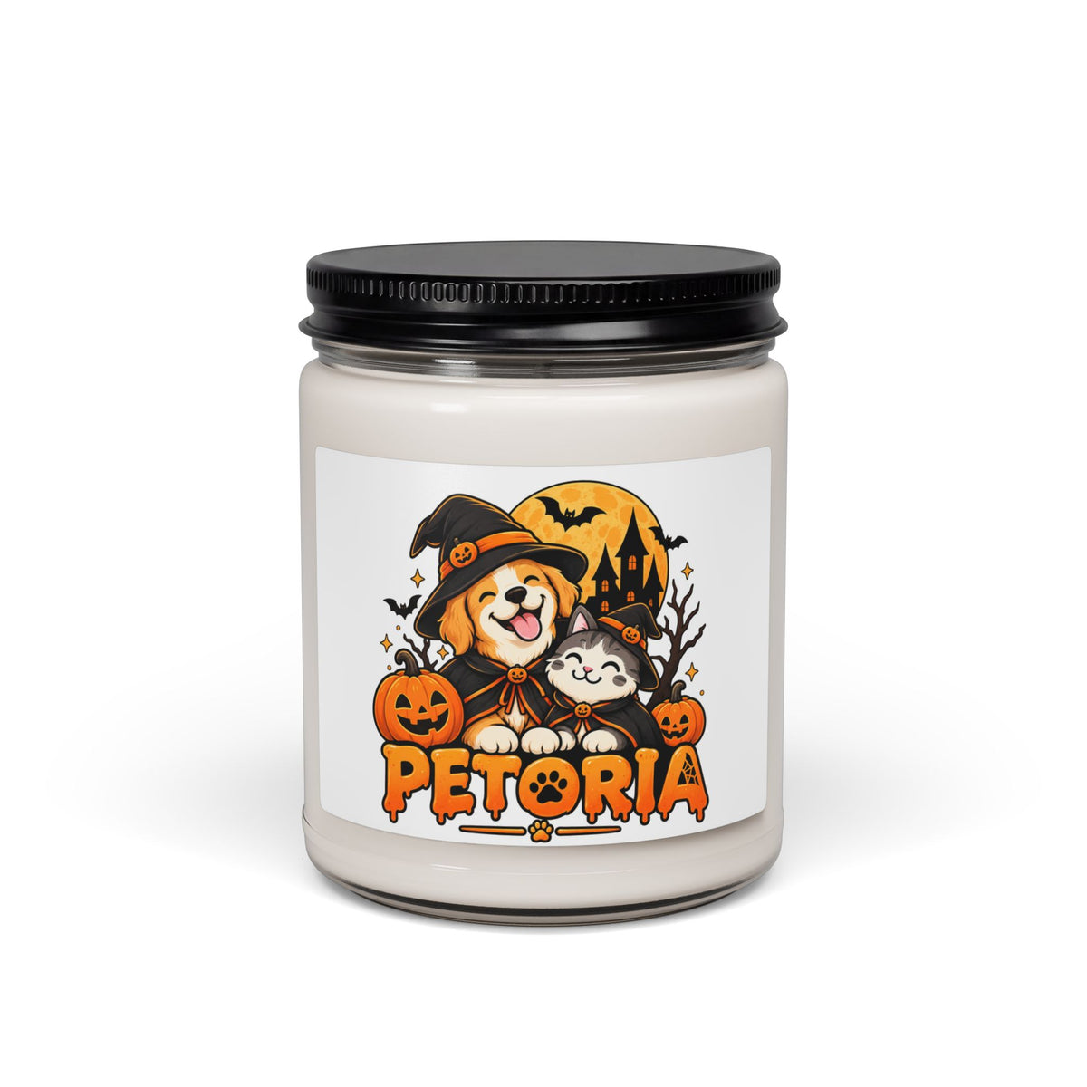 Halloween Petoria Scented Soy Candle — 9oz Pumpkin Witch Dog & Cat