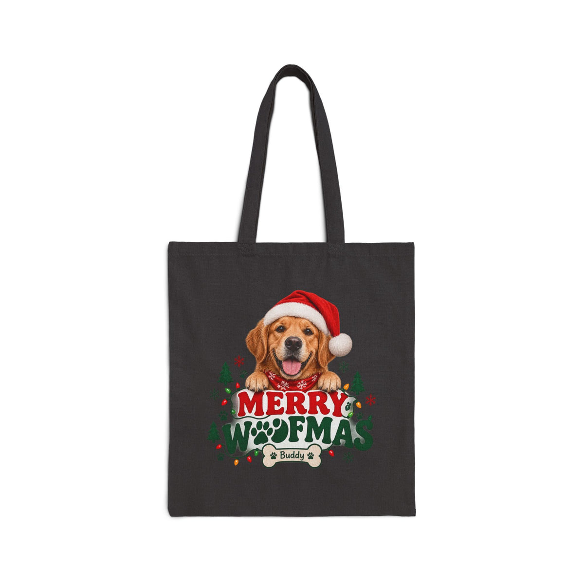 Canvas Tote - "Merry Woofmas" Christmas Dog Tote Bag