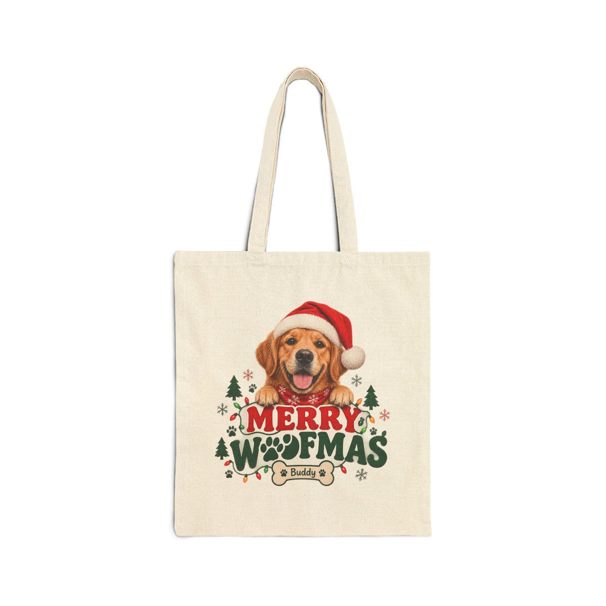 Canvas Tote - "Merry Woofmas" Christmas Dog Tote Bag