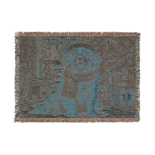 Christmas Golden Retriever Woven Blanket - Holiday Dog Throw